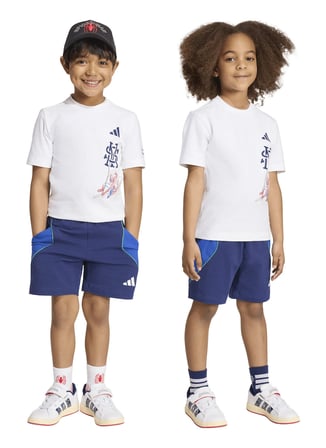 Adidas Beyaz-Lacivert Erkek Çocuk Desenli Şort Takım KS3967 LK MRVL SM TSET