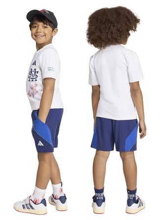 Adidas Beyaz-Lacivert Erkek Çocuk Desenli Şort Takım KS3967 LK MRVL SM TSET