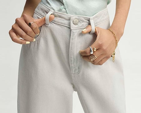 Adidas HIGH RISE BARREL LEG DENIM PANT Kadın Günlük Pantolon KQ6475 Gri