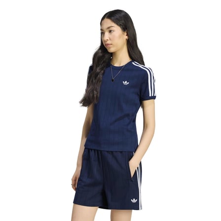 KS9992-K adidas Pstrıpe Ss Tee Kadın T-Shirt Mavi