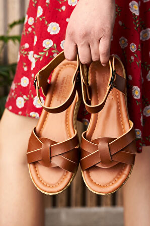 Günlük Kadın Sandalet Bilek Tokalı Yumuşak Rahat Ortopedik Alçak Tabanlı Esnek Ayakkabı 407