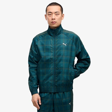 Puma T7 Relaxed Tartan Woven Erkek Yeşil Ceket