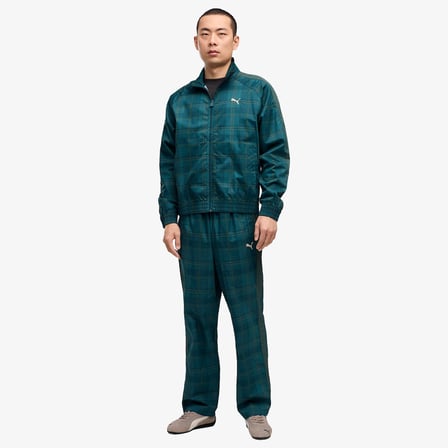 Puma T7 Relaxed Tartan Woven Erkek Yeşil Ceket