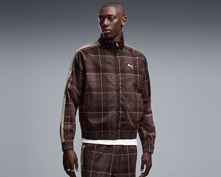 Puma T7 RELAXED TARTAN WOVEN TRAC Erkek Günlük Ceket 63673133 Kahverengi