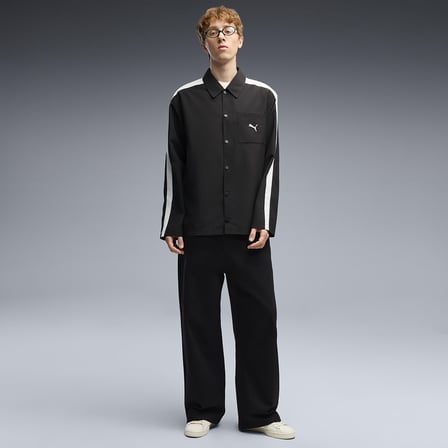 T7 Relaxed Woven Erkek Siyah Günlük Stil Gömlek 63836201