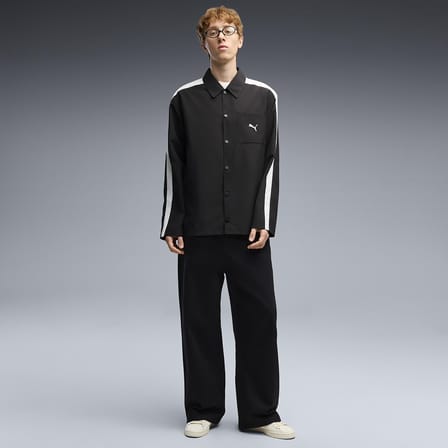 T7 Relaxed Woven Erkek Siyah Günlük Stil Gömlek 63836201
