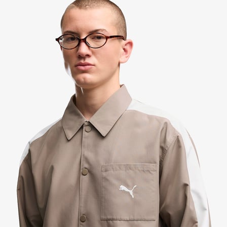 Puma T7 Relaxed Woven Overshirt Erkek Gri Gömlek