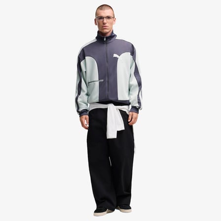 Puma T7 Tartan Track Erkek Mavi Ceket