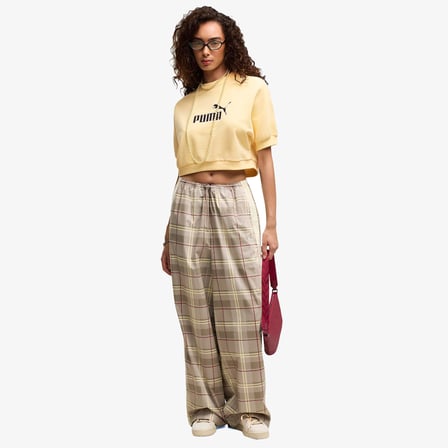 Puma T7 Tartan Woven Kadın Gri Pantolon