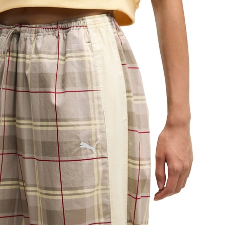 Puma T7 Tartan Woven Kadın Gri Pantolon