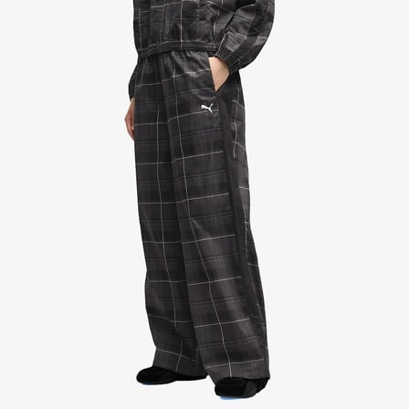 Puma T7 Tartan Woven Kadın Siyah Pantolon