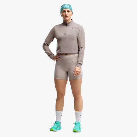 Puma X Hyrox Quarter-Zip Top Kadın Bej Sweatshirt