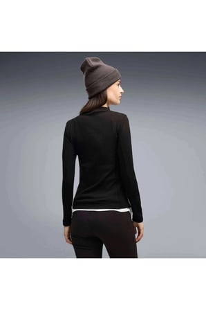 HER Slim Rib Longsleeve Siyah Kadın T-Shirt