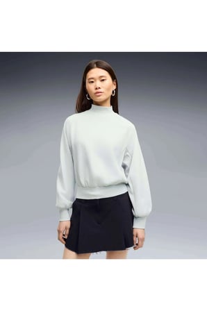 HER Mock Neck Crew Yeşil Kadın Sweatshirt