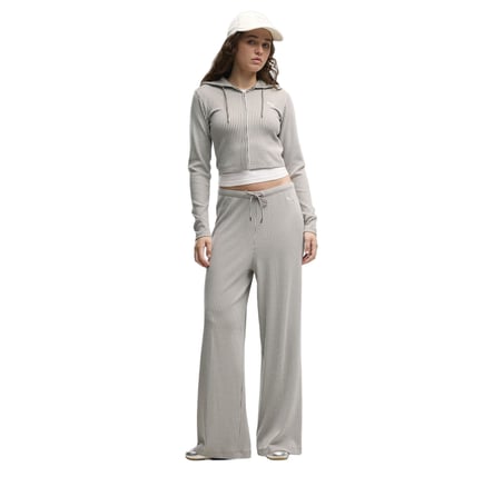 636669-81 Puma Ess Ribbed Hoodie Kadın Ceket Gri