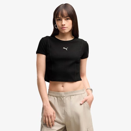 Puma Essential Ribbed Baby Kadın Siyah T-Shirt