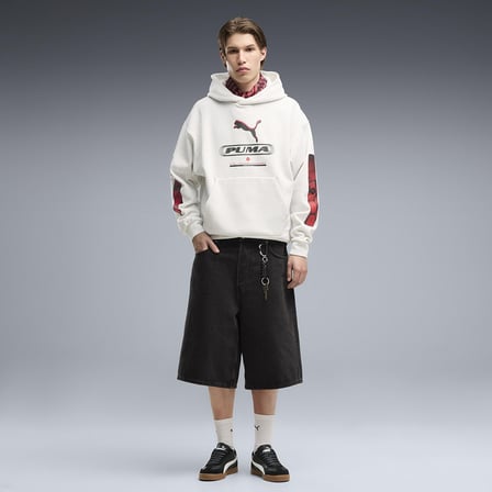 Sport Street Boxy Graphic Erkek Beyaz Günlük Stil Sweatshirt 69432205