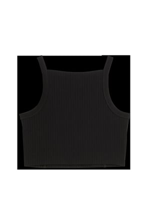 ESS Ribbed Crop Top Siyah Kadın Askılı T-Shirt