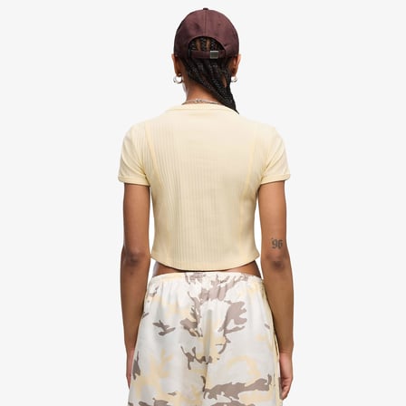 Puma Essential Ribbed Baby Kadın Bej T-Shirt