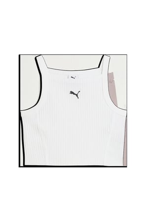 ESS Ribbed Crop Top Beyaz Kadın Askılı T-shirt