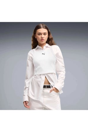 ESS Ribbed Crop Top Beyaz Kadın Askılı T-shirt