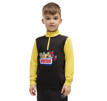 637628-01 Puma X Trnsfrmrs Half-Zip Çocuk Sweatshirt Siyah