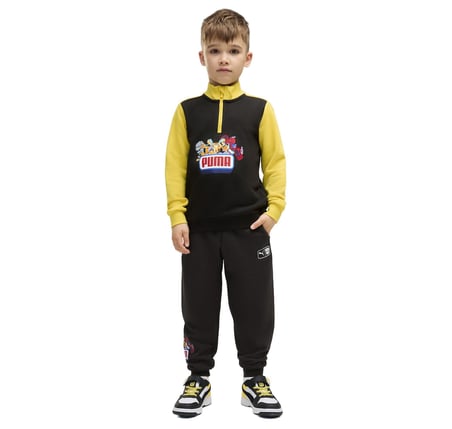 637628-01 Puma X Trnsfrmrs Half-Zip Çocuk Sweatshirt Siyah