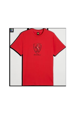 Ferrari Tonal Shield Tee Kırmızı Erkek T-Shirt