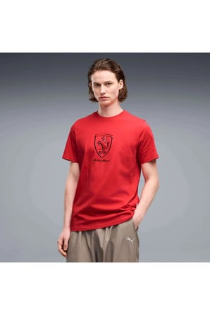 Ferrari Tonal Shield Tee Kırmızı Erkek T-Shirt