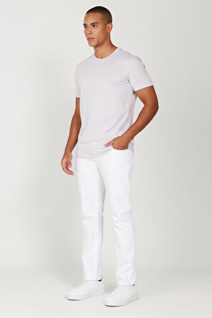 Erkek Lila Slim Fit Dar Kesim %100 Pamuk Bisiklet Yaka Kısa Kollu Tişört