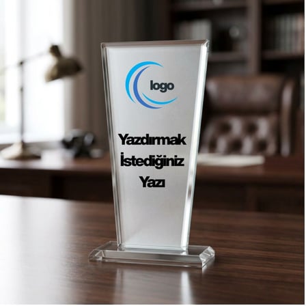 Kişiye Özel Kristal Cam Plaket - Logolu Ödül ve Başarı Teşekkür Plaketi
