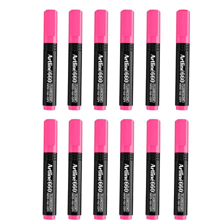 Artline Fosforlu Kalem Kesik Uç Neon Renkler Pembe 12 Adet