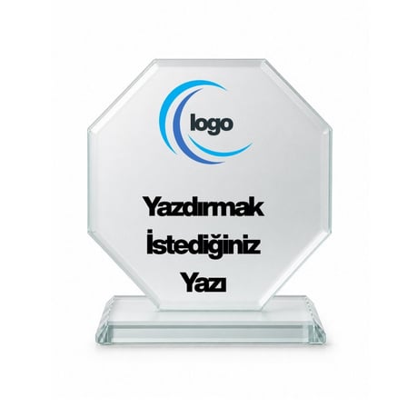 İstediğiniz Yazı ve Logo Basılabilir İsme Özel Kristal Cam Plaket