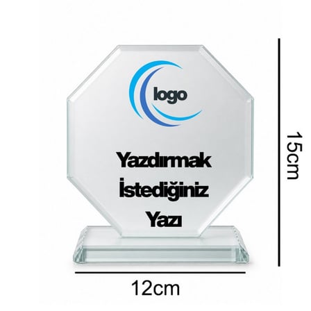 İstediğiniz Yazı ve Logo Basılabilir İsme Özel Kristal Cam Plaket