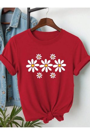 Unisex Papatya Baskılı Tasarım Tshirt