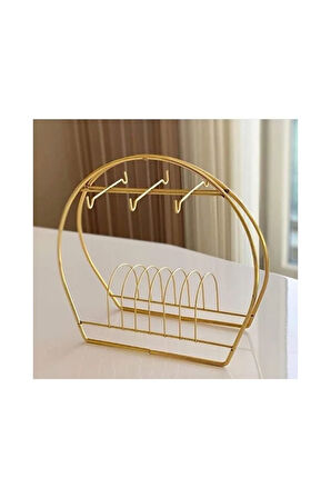 Gold Oval Kupa Ve Fincan Askılığı Standı