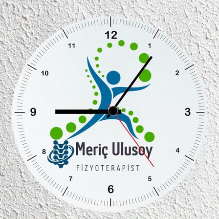 Kişiye Özel İsimli Fizyoterapist Cam Duvar Saati 30x30 cm - Fizik Tedavi ve Rehabilitasyon Meslek Hediyesi