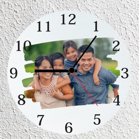 Kişiye Özel Fotoğraf Baskılı Cam Duvar Saati 30x30 cm - Resimli Aile Saati Ev Hediyesi