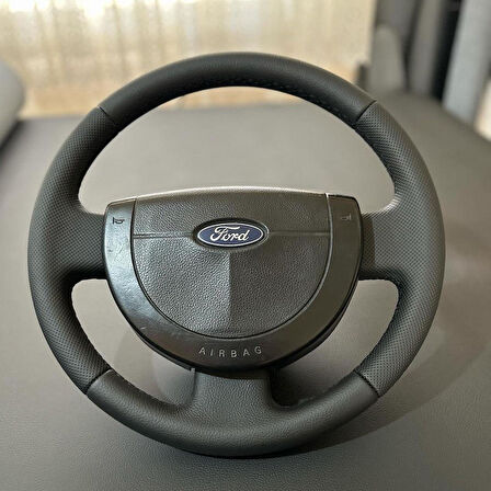 FORD FİESTA 2004-2009 ARACA ÖZEL DİKMELİ DİREKSİYON KILIFI(SPOR MODEL SİYAH)