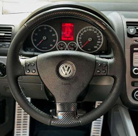 VOLSWAGEN GOLF 5-POLO ARACA ÖZEL DİKMELİ DİREKSİYON KILIFI(MİCROFİBER CARBON-NOKTALI)