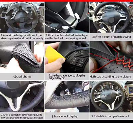 FORD FOCUS 3,5 ARACA ÖZEL DİKMELİ DİREKSİYON KILIFI (AÇIKLAMAYI OKUYUNUZ)