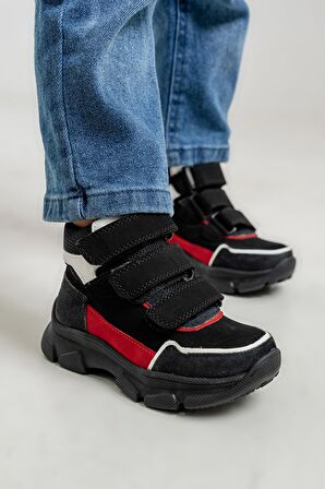 mnpc Erkek Çocuk Siyah Hakiki Deri Anatomik Trekking Bot