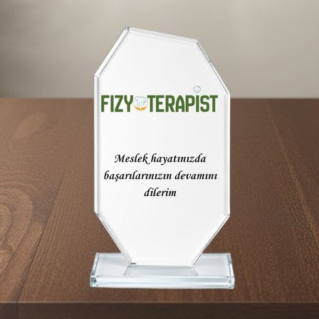  Kişiye Özel Fizyoterapist Kristal Cam Plaket - Fizik Tedavi ve Rehabilitasyon Meslek Hediyesi