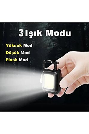 Mini Led El Feneri Mıknatıslı Su Geçirmez Şişe Açacaklı Şarjlı