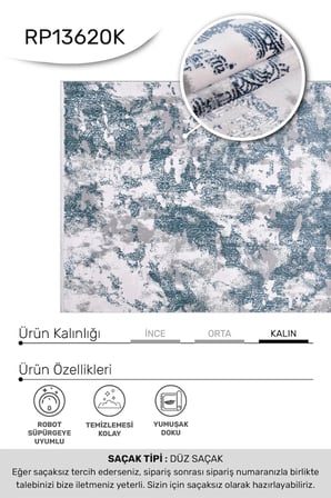 ANATOLIA HALI ROOM-Mavi/Gri/Beyaz - Özel Ölçü-Salon,Oturma Odası ve Koridor Halısı