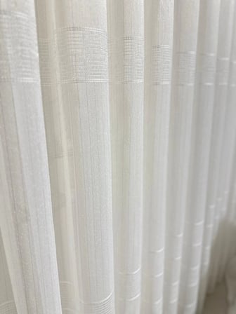 NİVEMESHOME  ÇİZGİLİ  KURŞUNLU ŞANTUK  1/3 SIK PİLELİ TÜL PERDE APM
