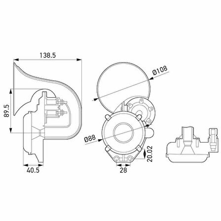 Hella Pnömatik Korna 12-24V 400HZ 115 DBA 3PA013410-011