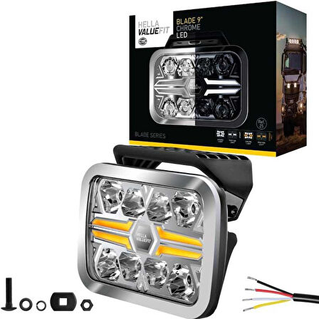 Hella Off-Road Valuefit Blade Led Uzun Far Krom 36W 9" Beyaz-Amber Isik 1FJ357199-091