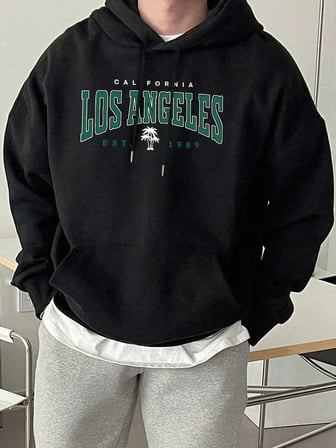 California Est 1989 Baskı Moda Kapüşonlu Üst Unisex Sonbahar Polar Giysiler Gevşek Cepli Tişö