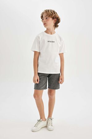 DeFacto Erkek Çocuk Basic Düz Jean Şort B5763A824SMNM55